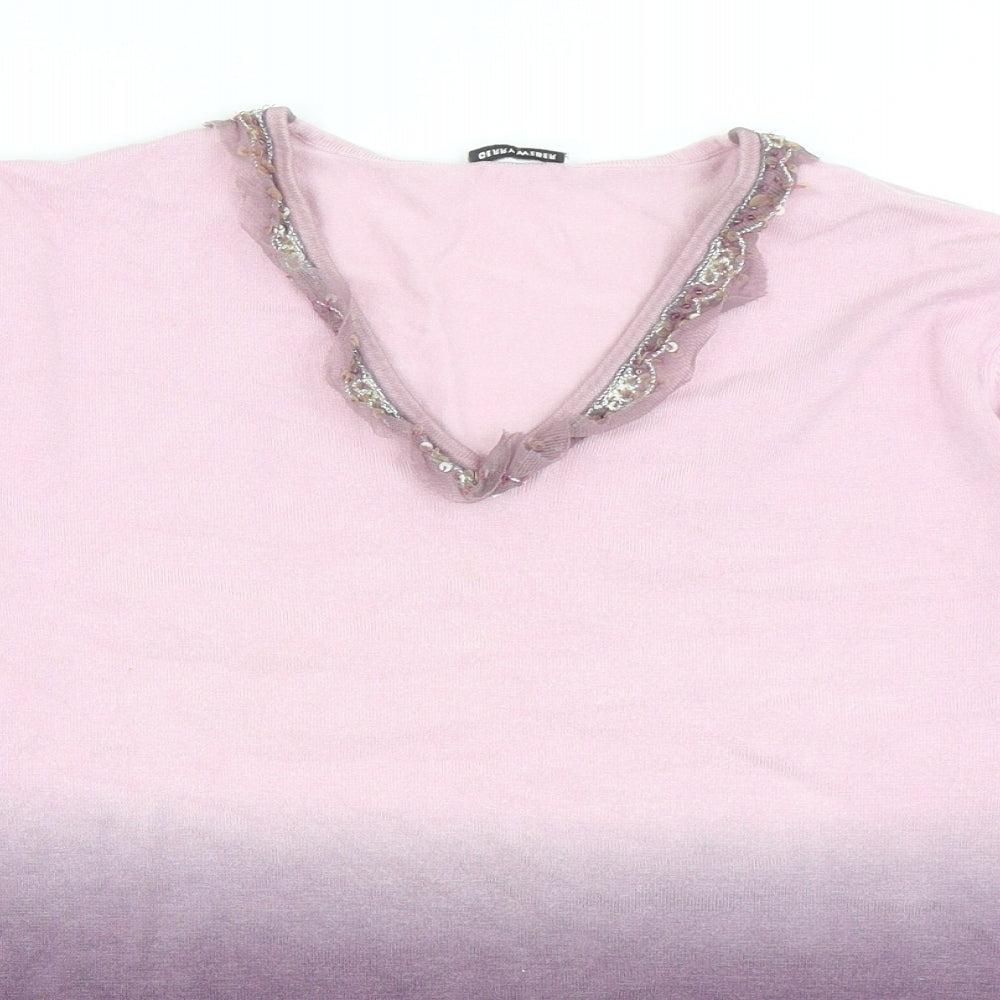 Gerry Weber Womens Purple V-Neck Viscose Pullover Jumper Size 14