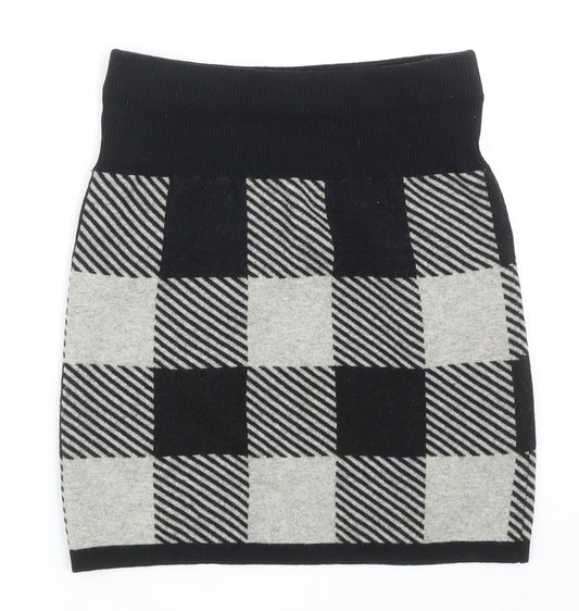 Club Monaco Womens Black Check Acrylic Bandage Skirt Size M