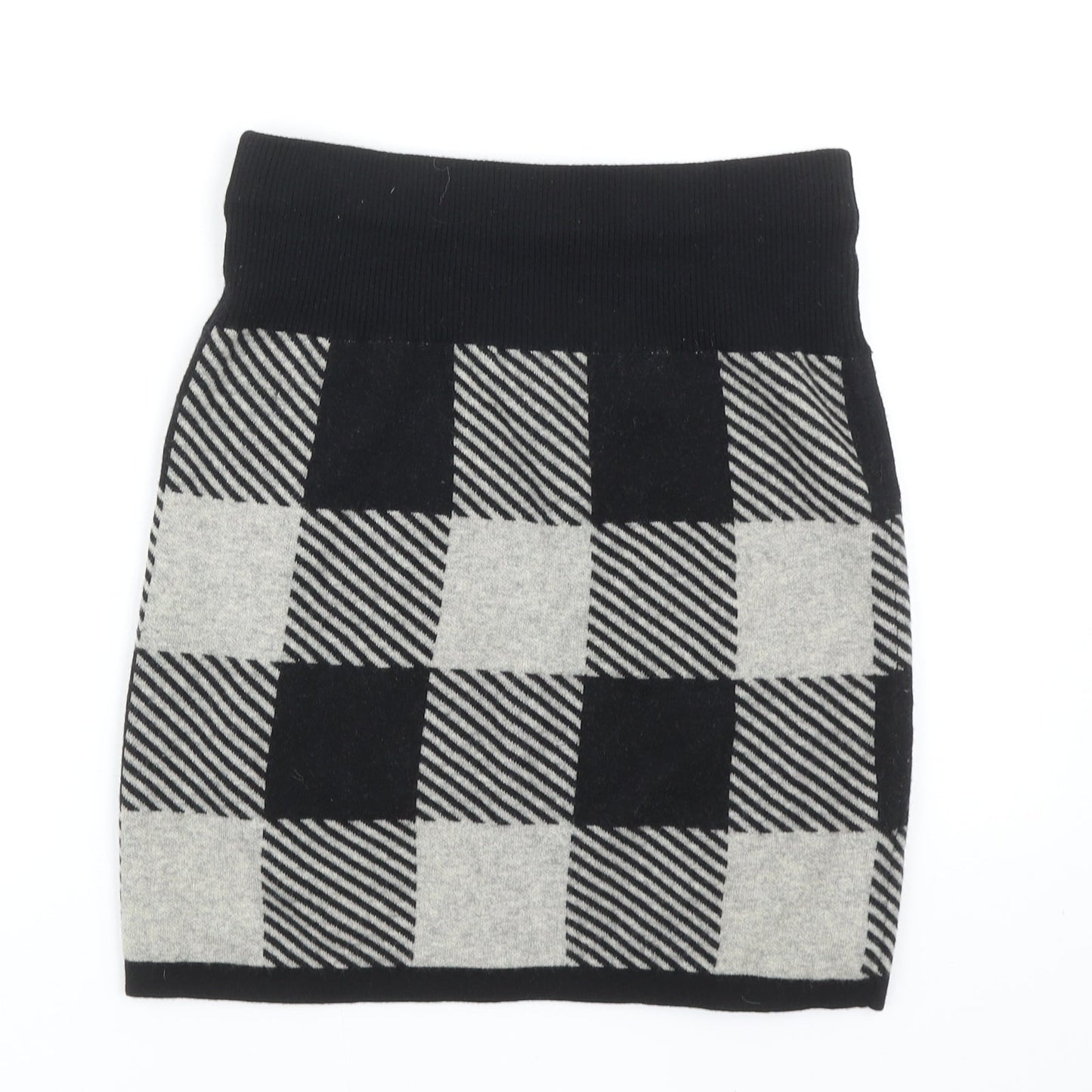 Club Monaco Womens Black Check Acrylic Bandage Skirt Size M