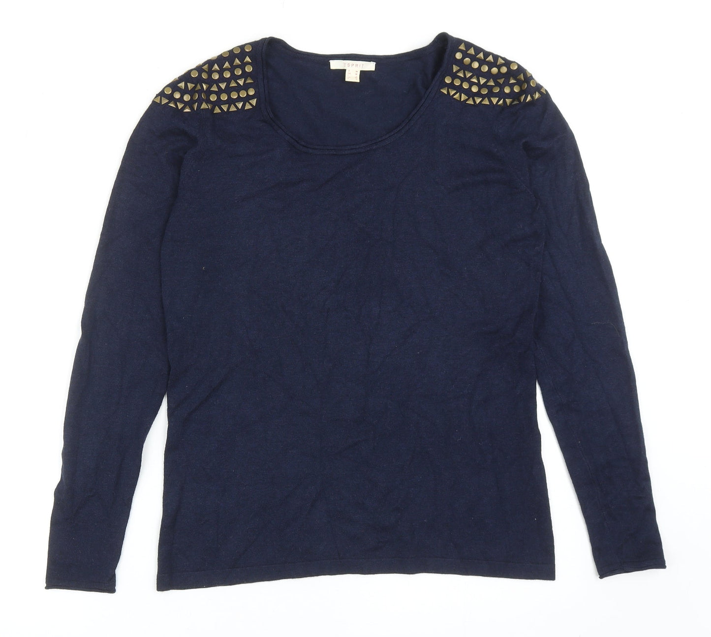 ESpirit Womens Blue Round Neck Acrylic Pullover Jumper Size M