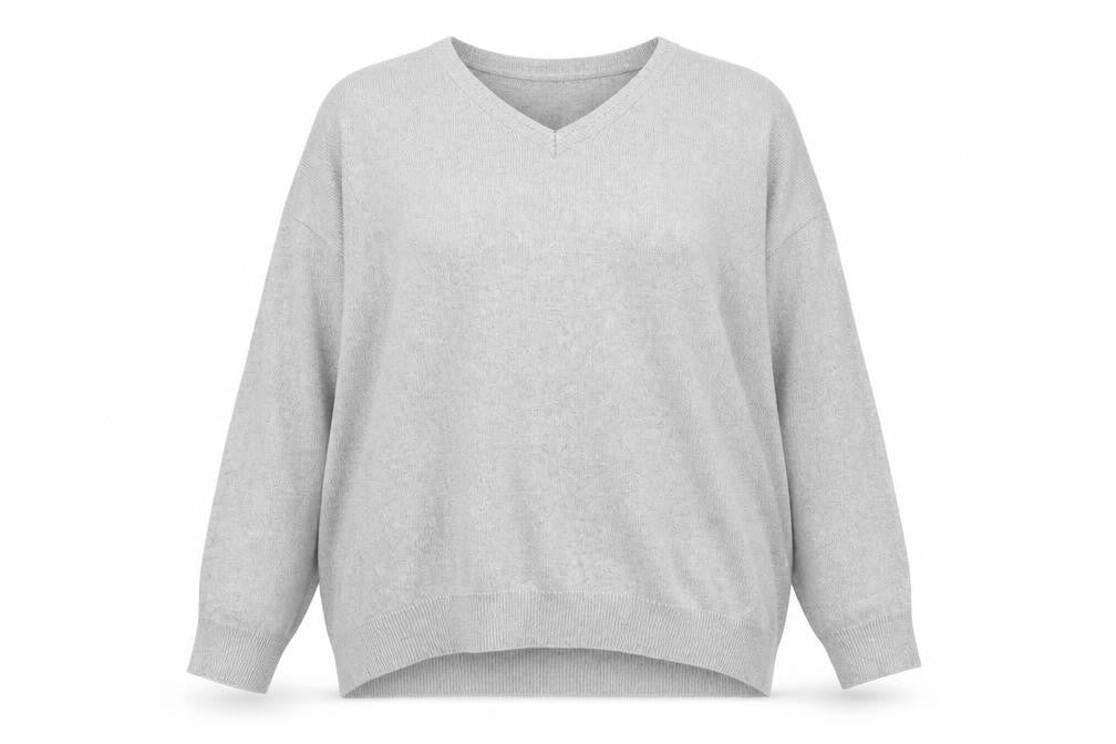 HERO Womens Grey V-Neck Cotton Pullover Jumper Size 3XL