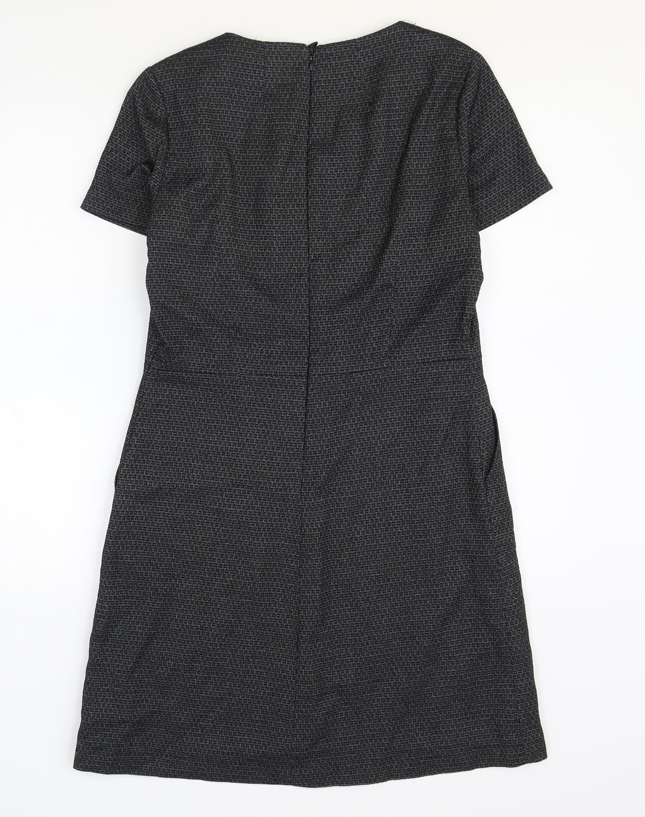 NEXT Womens Grey Polyester A-Line Size 10 V-Neck Zip