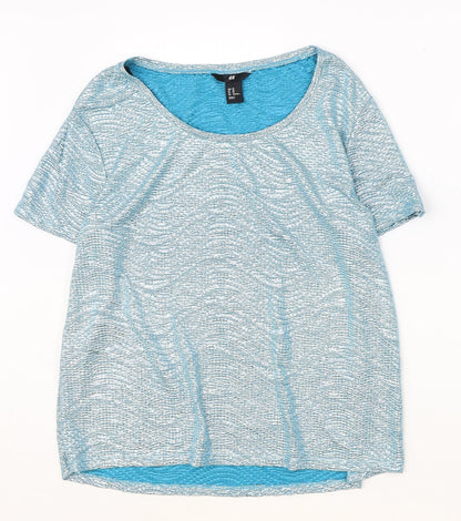 H&M Womens Blue Polyester Basic T-Shirt Size XS Round Neck