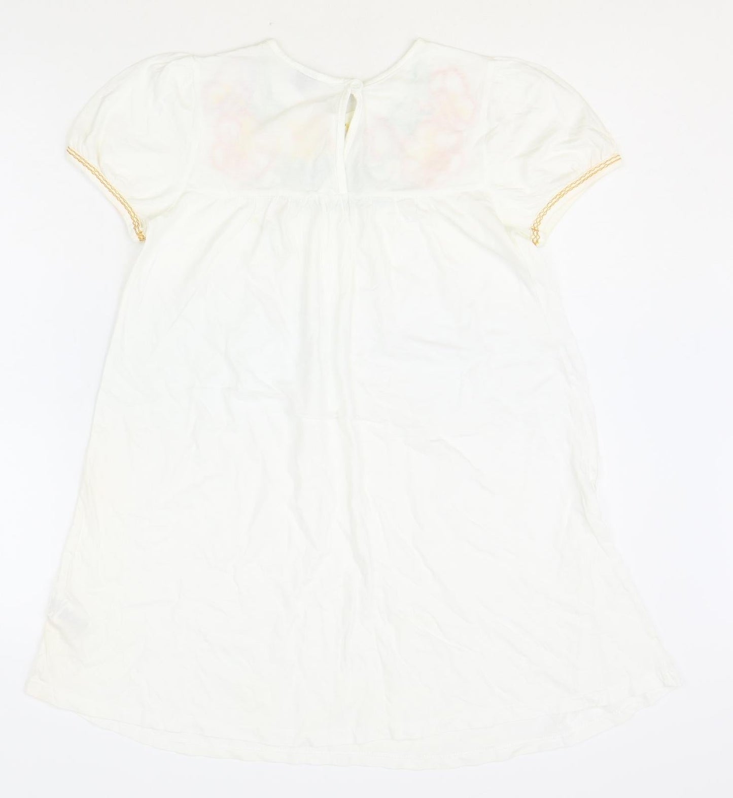 Topshop Womens Ivory Polyester Basic Blouse Size 6 Round Neck - Flower Detail