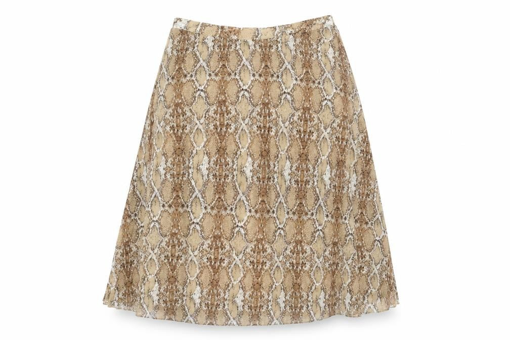 Marks & Spencer Womens Brown Animal Print Polyester Straight & Pencil Skirt Size 10 - Snakeskin Pattern