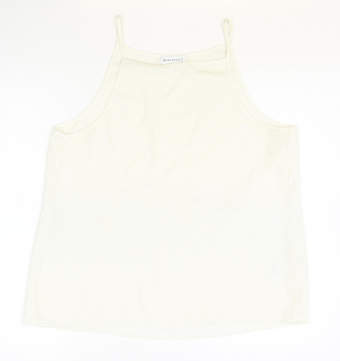 Warehouse Womens Beige Polyester Basic Tank Size 14 Square Neck