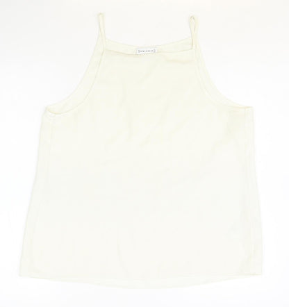 Warehouse Womens Beige Polyester Basic Tank Size 14 Square Neck