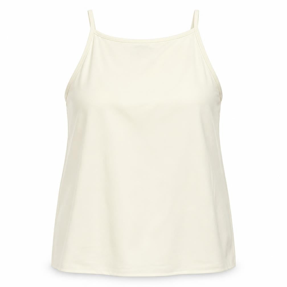 Warehouse Womens Beige Polyester Basic Tank Size 14 Square Neck