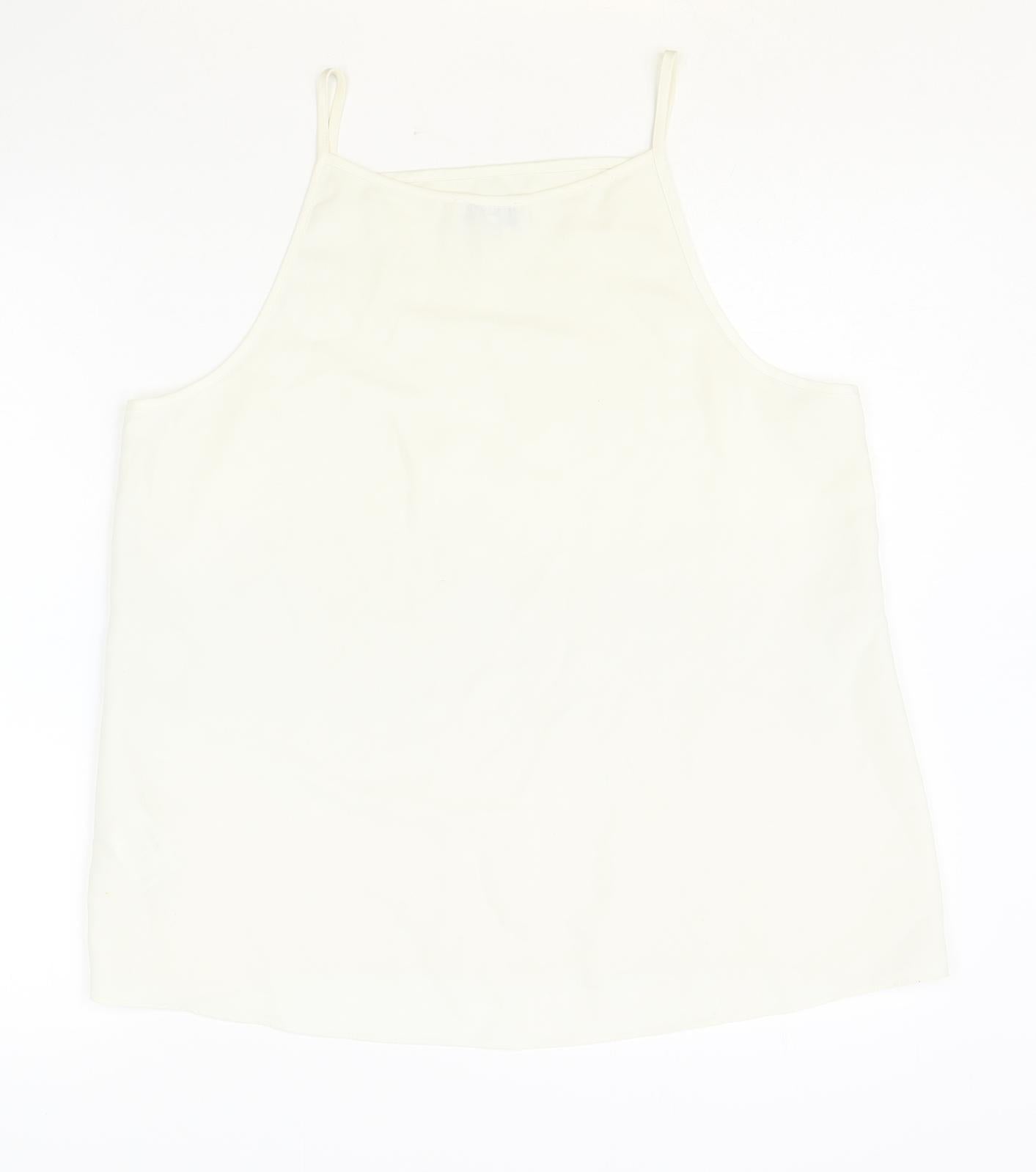 Warehouse Womens Beige Polyester Basic Tank Size 14 Square Neck
