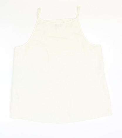 Warehouse Womens Beige Polyester Basic Tank Size 14 Square Neck