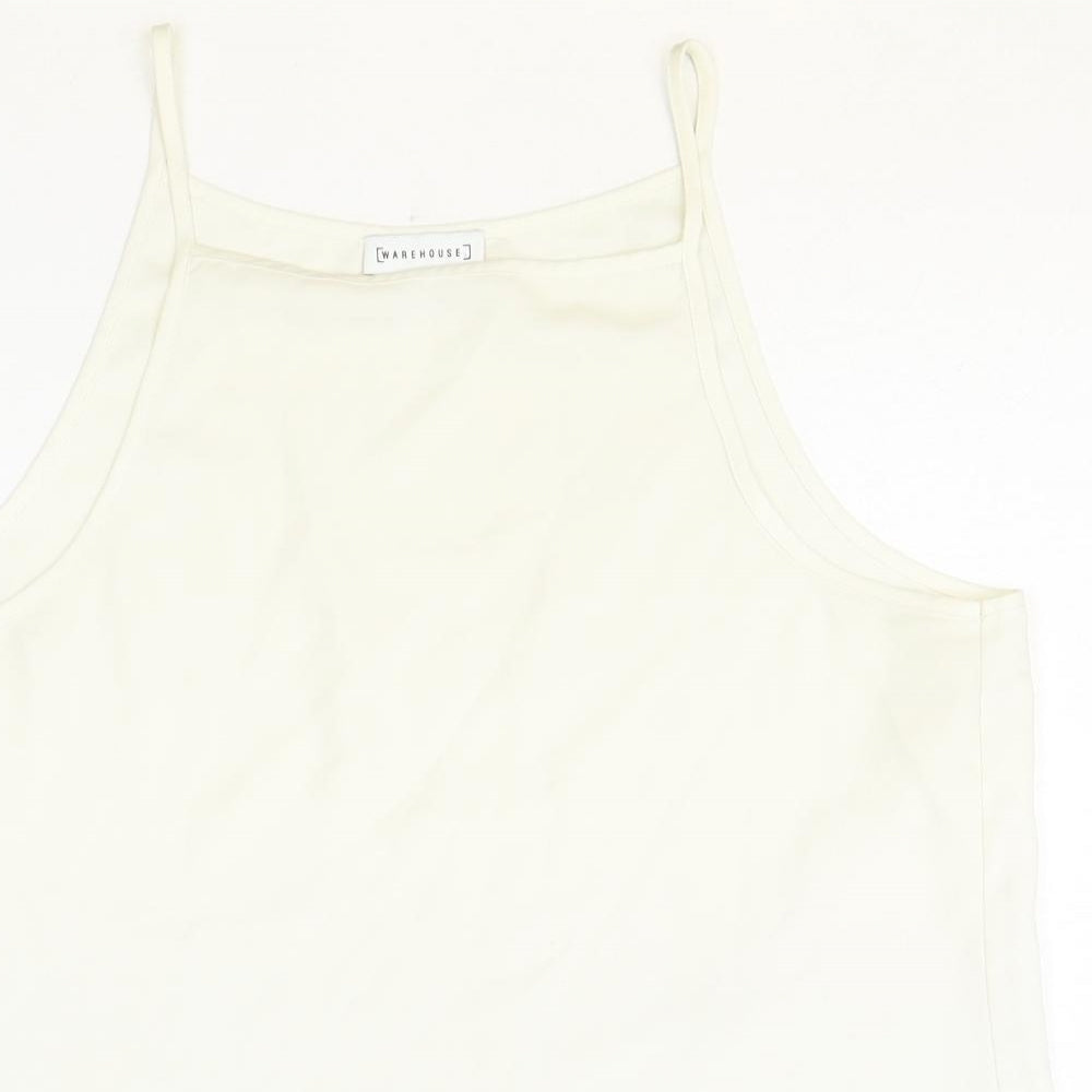 Warehouse Womens Beige Polyester Basic Tank Size 14 Square Neck