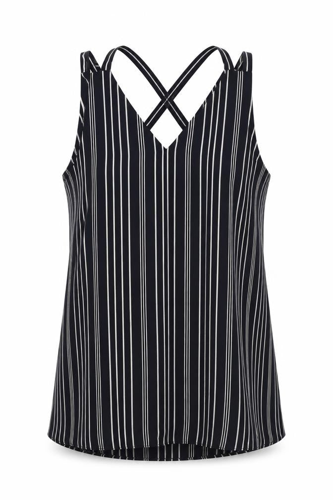 River Island Womens Blue Striped Polyester Basic Blouse Size 8 V-Neck