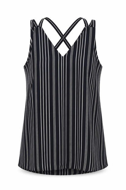 River Island Womens Blue Striped Polyester Basic Blouse Size 8 V-Neck