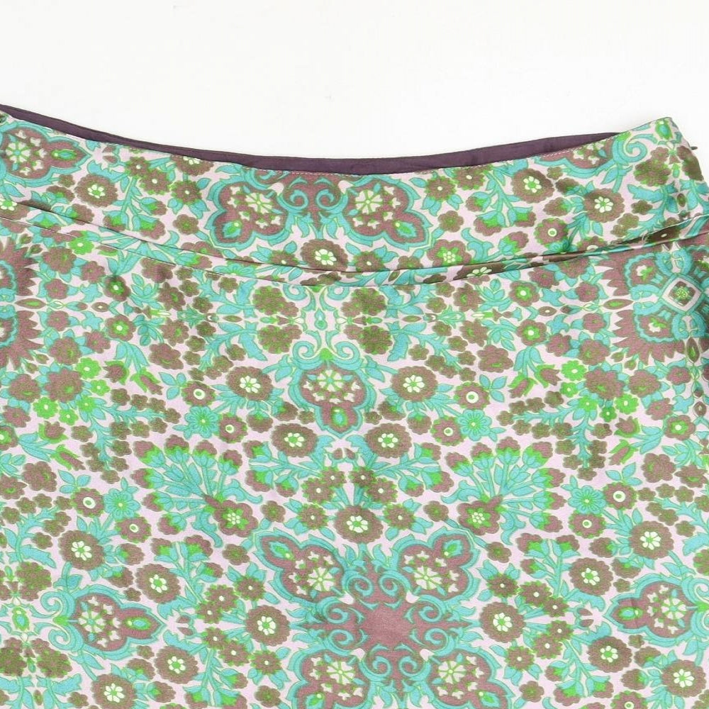 Lybgaard Womens Multicoloured Floral Polyester Swing Skirt Size M Zip