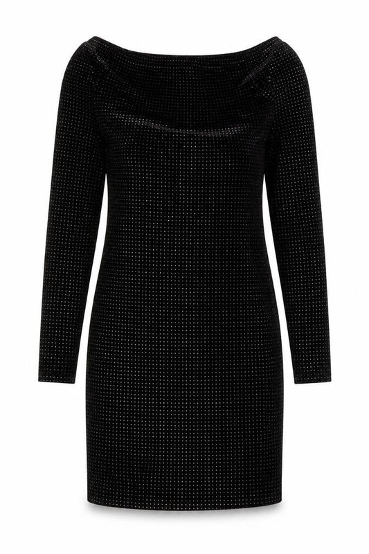 Quiz Womens Black Polyester A-Line Size 10 Boat Neck Pullover