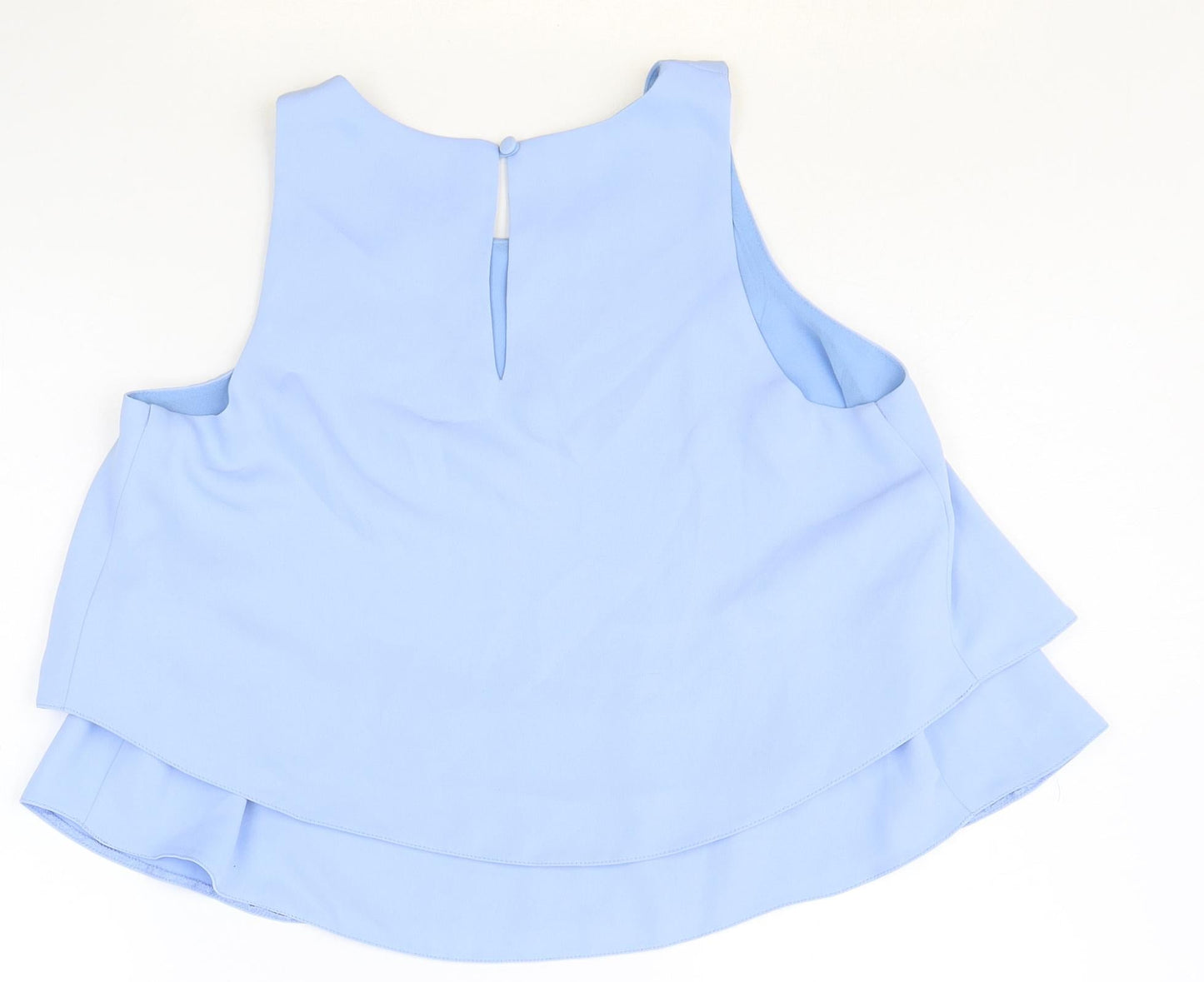 Topshop Womens Blue Polyester Basic Tank Size 8 Round Neck