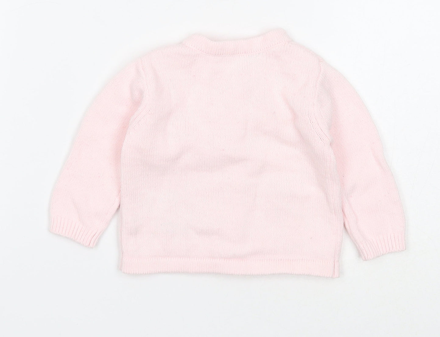 Nutmeg Girls Pink Cotton Pullover Jumper Size 0-3 Months Button - Rabbit