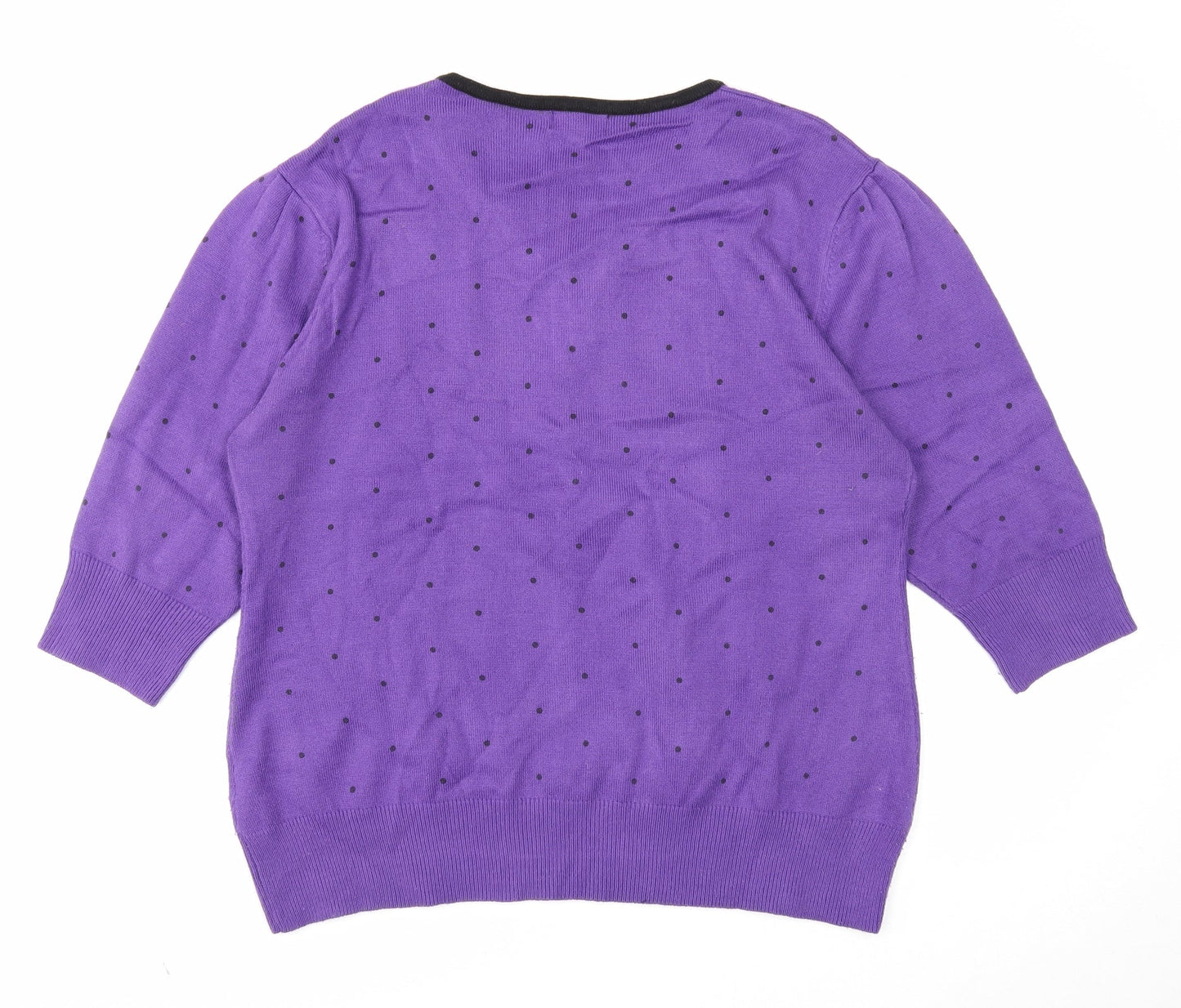 Paramour Womens Purple V-Neck Acrylic Pullover Jumper Size XL