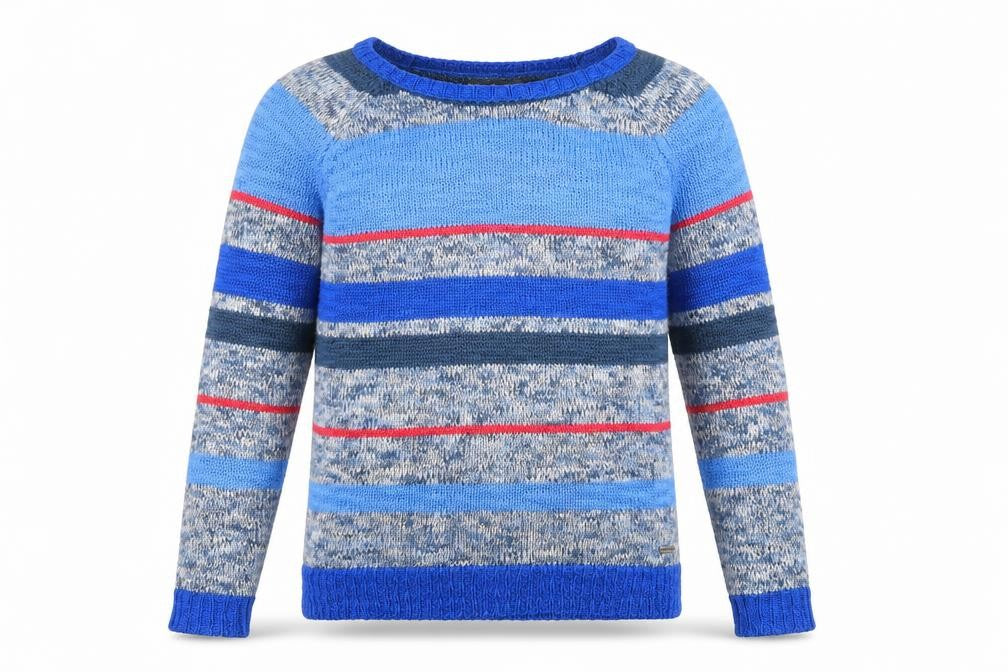Cherokee Mens Blue Round Neck Striped Acrylic Pullover Jumper Size S Long Sleeve