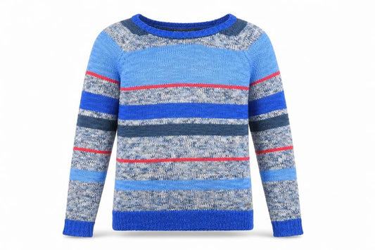 Cherokee Mens Blue Round Neck Striped Acrylic Pullover Jumper Size S Long Sleeve