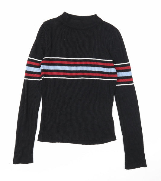 Cooperative Womens Black Mock Neck Acrylic Pullover Jumper Size S