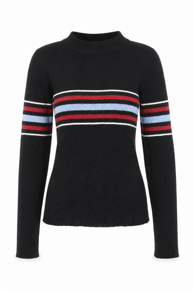 Cooperative Womens Black Mock Neck Acrylic Pullover Jumper Size S