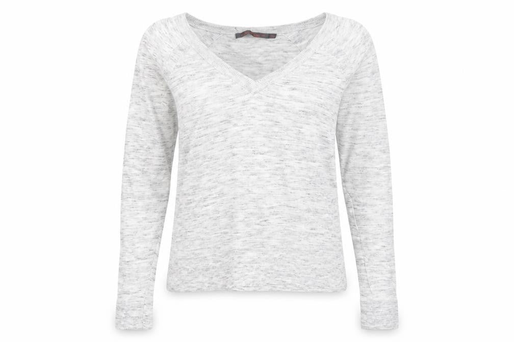 Feel the piece Womens Grey V-Neck Cotton Pullover Jumper Size XS