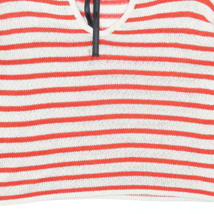 Marks & Spencer Womens Beige Round Neck Striped Acrylic Pullover Jumper Size 12