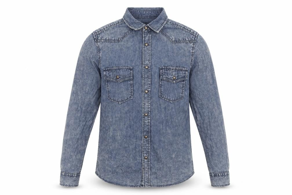 Topman Mens Blue Cotton Button-Up Size S V-Neck Snap