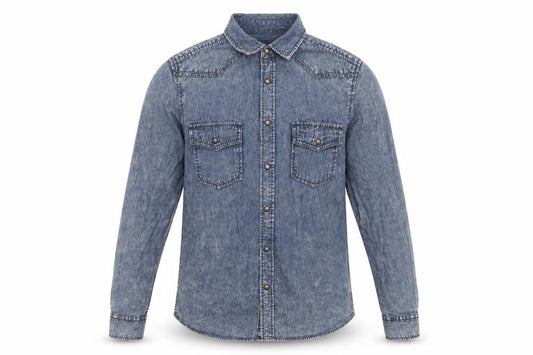 Topman Mens Blue Cotton Button-Up Size S V-Neck Snap