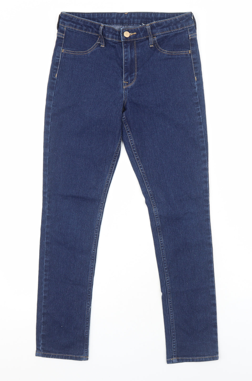 H&M Womens Blue Cotton Skinny Jeans Size 8 Regular Zip