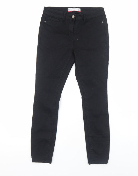 Marks and Spencer Womens Black Cotton Skinny Jeans Size 10 Regular Zip