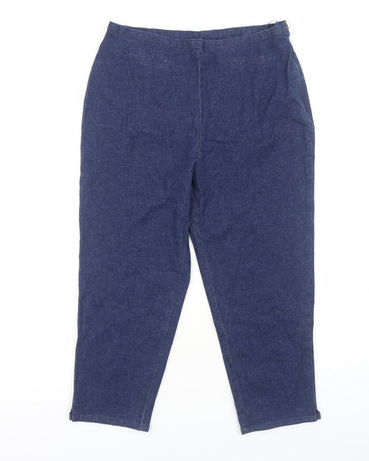 Essentials Womens Blue Cotton Straight Jeans Size 16 Regular Zip