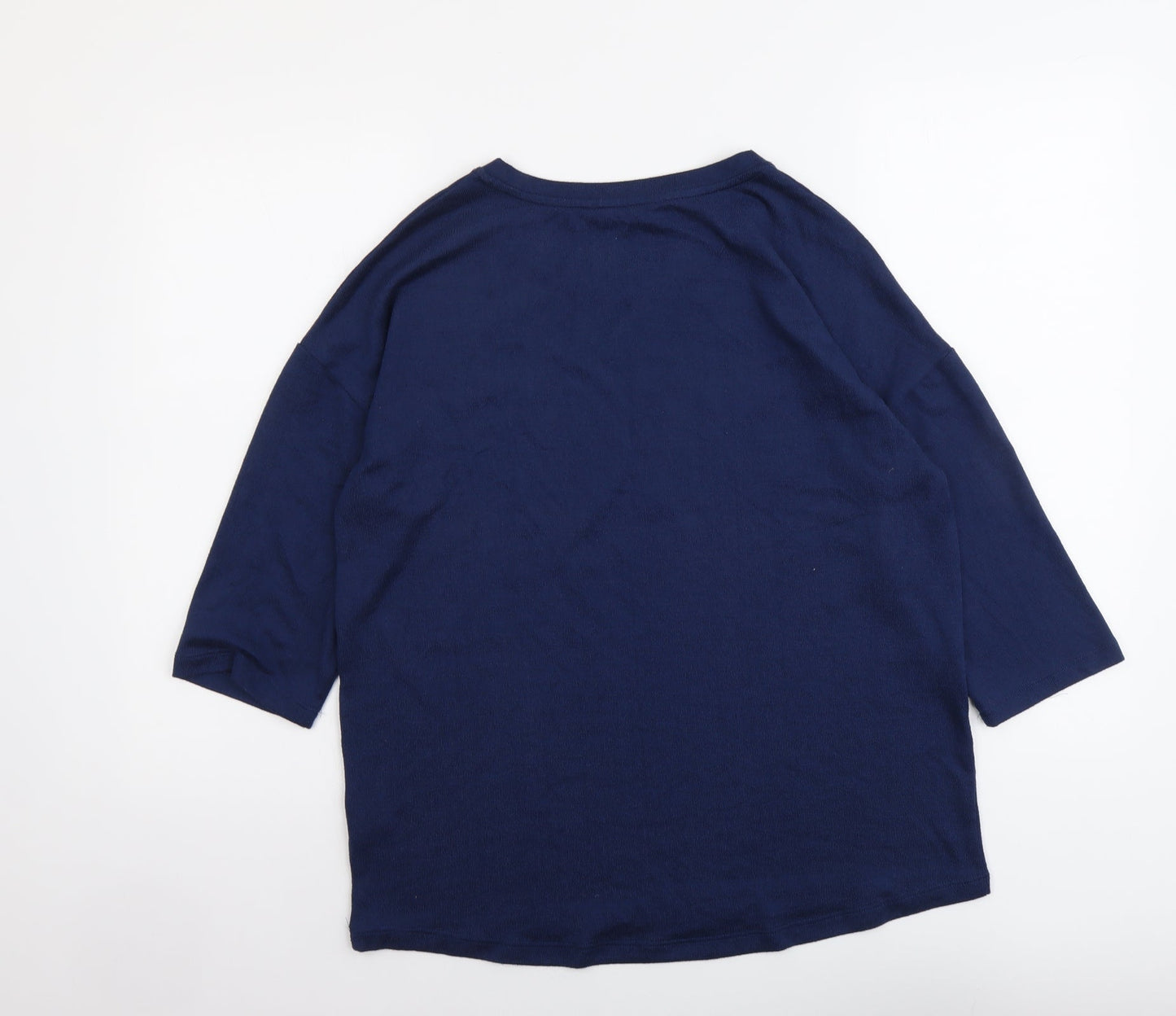TU Womens Blue Polyester Basic Blouse Size 12 Scoop Neck - Happy