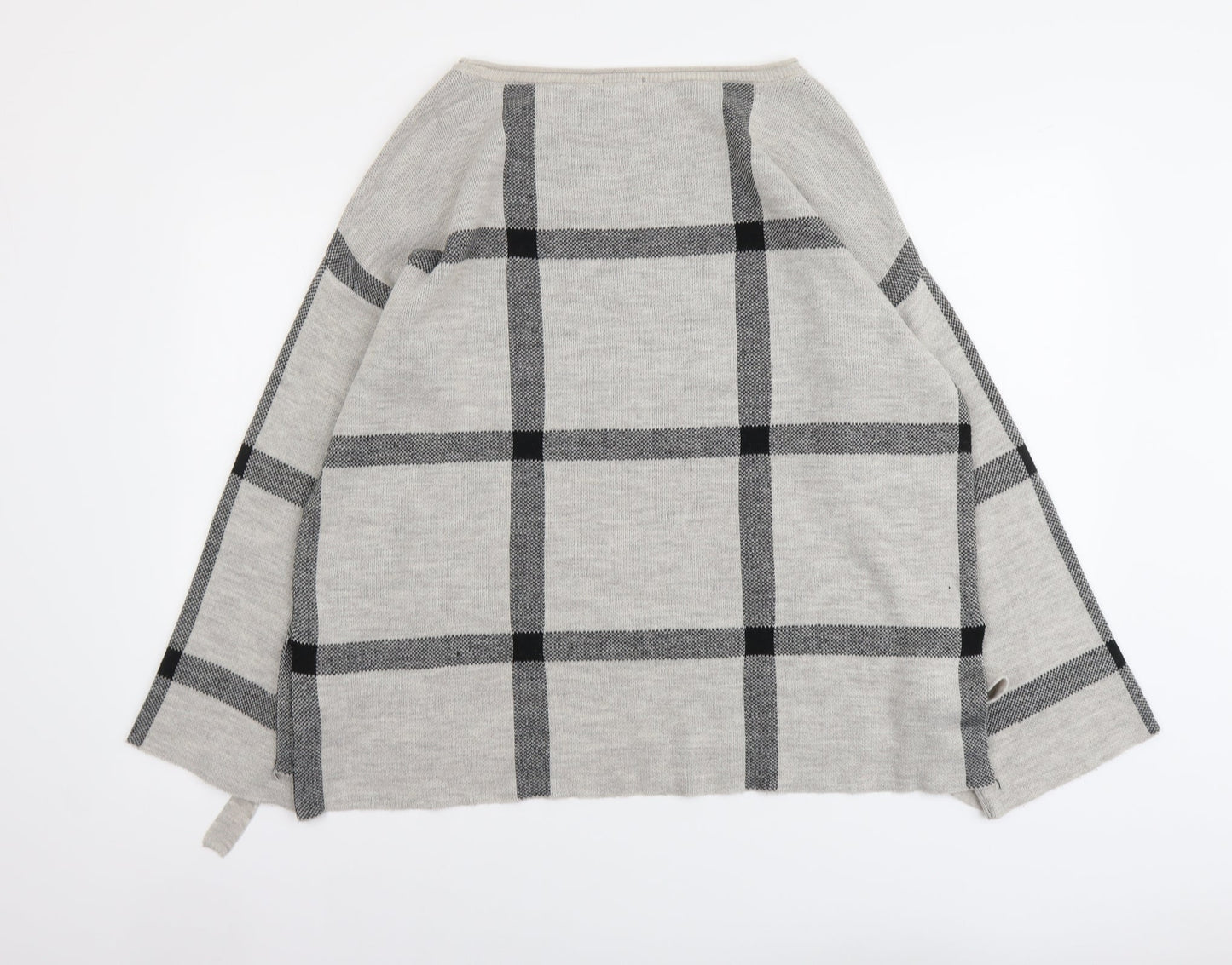 River Island Womens Grey Boat Neck Check Acrylic Pullover Jumper Size M