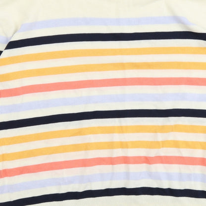 Preloved Marks and Spencer Womens Multicoloured Round Neck Striped Cotton Pullover Jumper Size M - Label