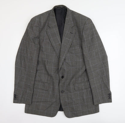 BHS Mens Brown Plaid Polyester Jacket Blazer Size L Regular