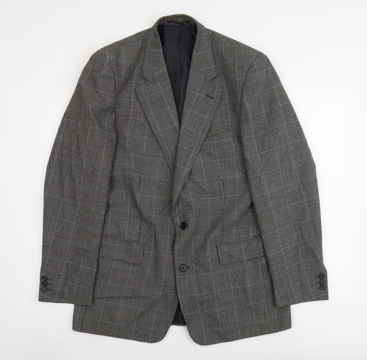 BHS Mens Brown Plaid Polyester Jacket Blazer Size L Regular