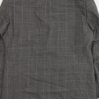 BHS Mens Brown Plaid Polyester Jacket Blazer Size L Regular