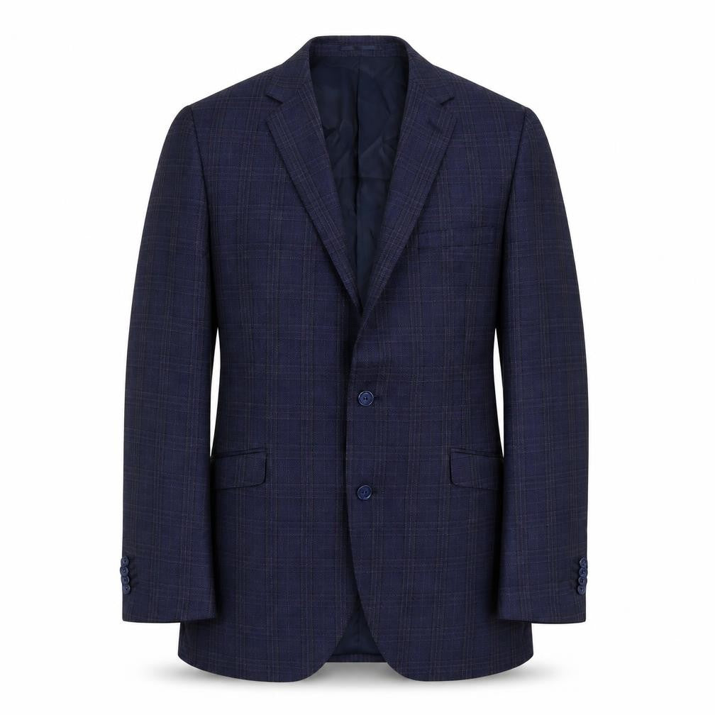 Brook Taverner Mens Blue Plaid Polyester Jacket Blazer Size L Regular