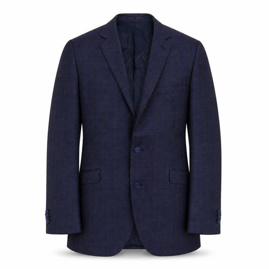 Brook Taverner Mens Blue Plaid Polyester Jacket Blazer Size L Regular