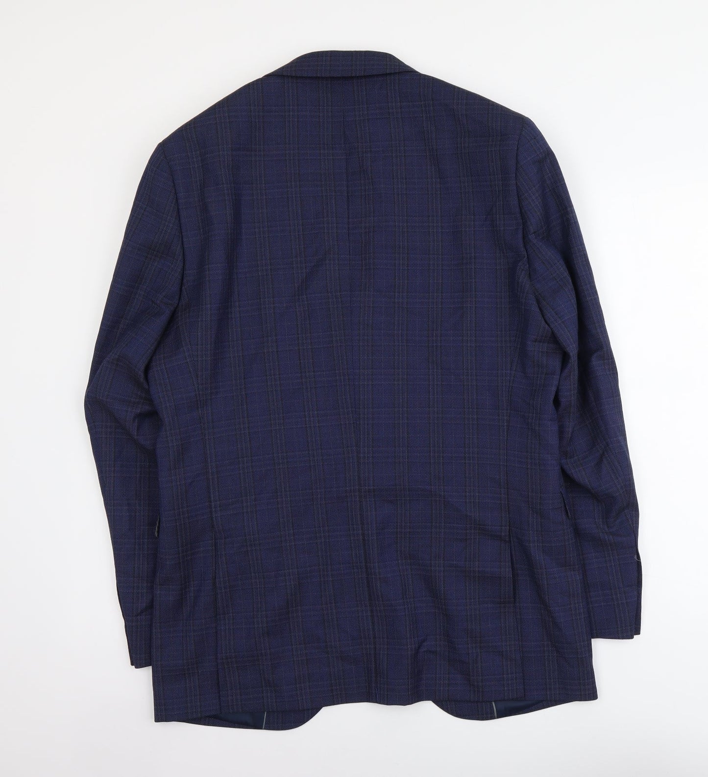 Brook Taverner Mens Blue Plaid Polyester Jacket Blazer Size L Regular