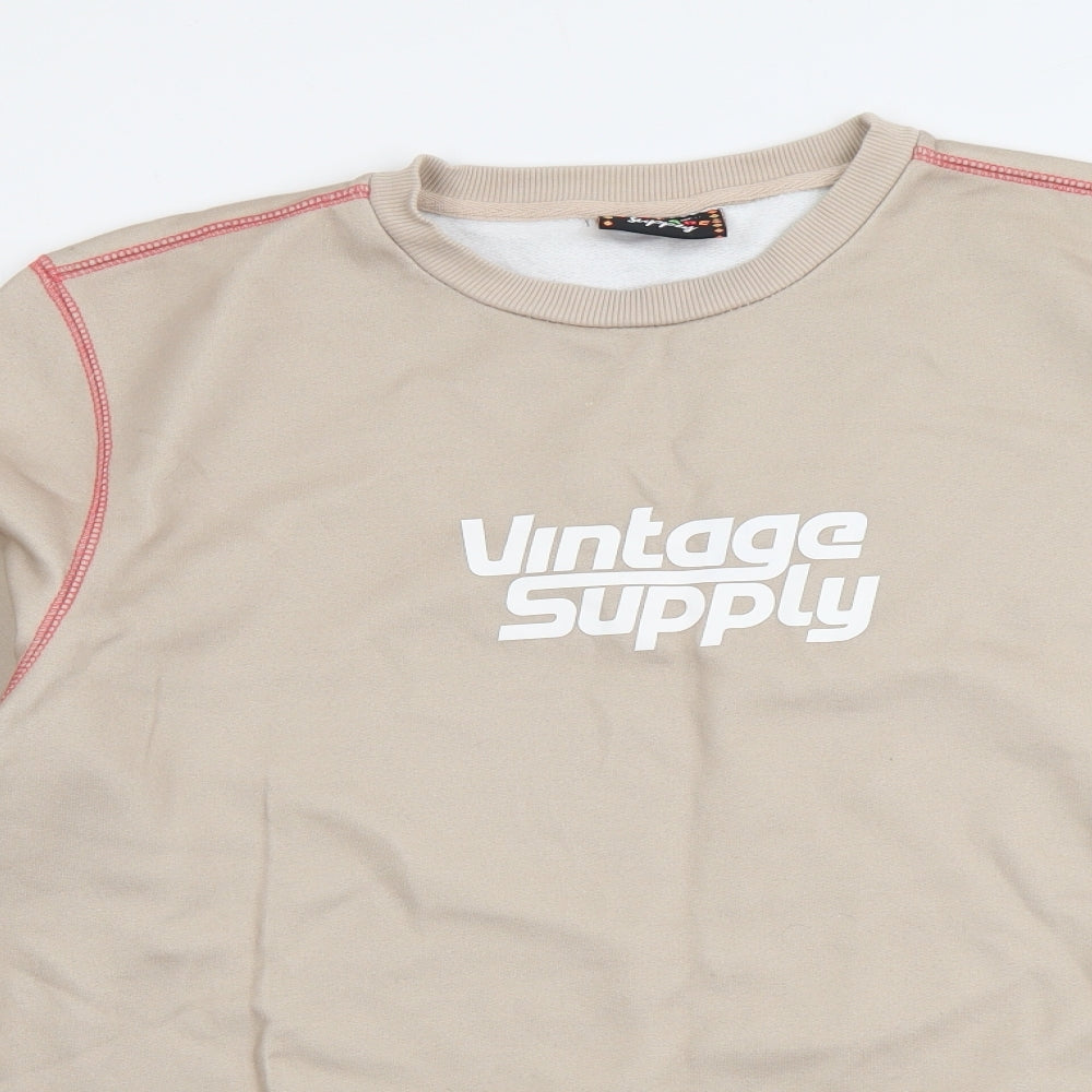 Vintage Supply Mens Beige Polyester Pullover Sweatshirt Size M
