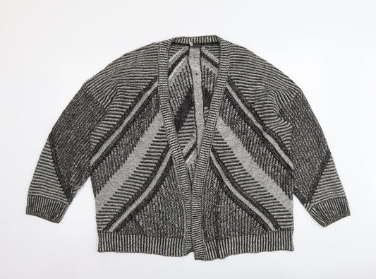 Sparkle & Fade Womens Black V-Neck Geometric Acrylic Cardigan Jumper Size L