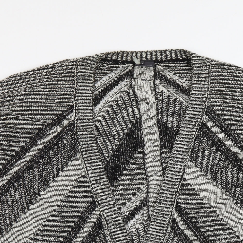 Sparkle & Fade Womens Black V-Neck Geometric Acrylic Cardigan Jumper Size L