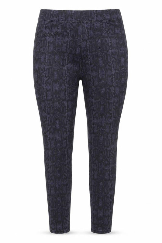 Marks & Spencer Womens Blue Animal Print Cotton Jegging Jeans Size 10 L26 in Regular - Snake Print