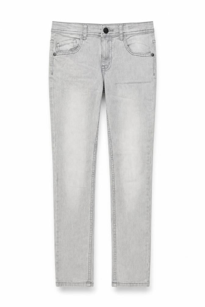 Denim & Co. Girls Grey Cotton Skinny Jeans Size 11-12 Years Regular Button