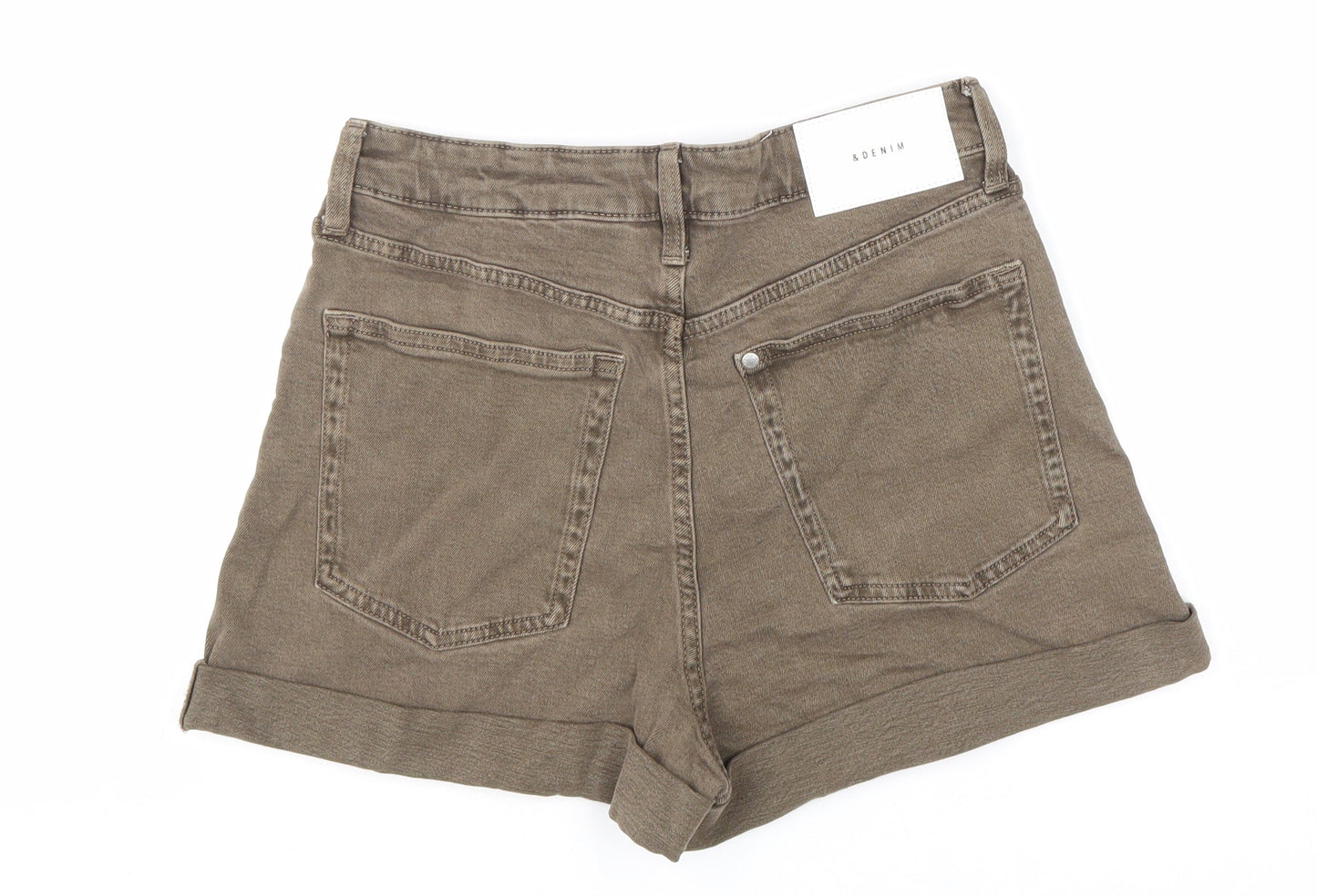 &Denim Womens Brown 100% Cotton Boyfriend Shorts Size 6 L3 in Regular Zip