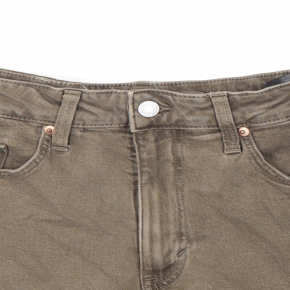 &Denim Womens Brown 100% Cotton Boyfriend Shorts Size 6 L3 in Regular Zip