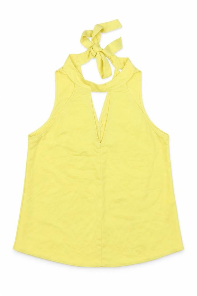 Miss Selfridge Womens Yellow Polyester Basic Tank Size 10 Halter - Keyhole Neck